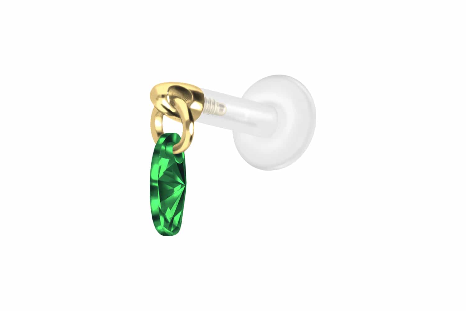 PTFE Labret Piercing mit Innengewinde + Titan-Aufsatz KRISTALLOVAL